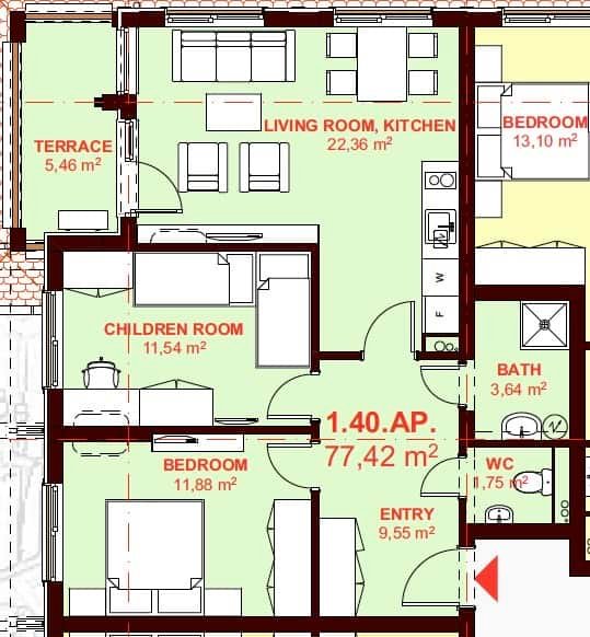 ЕТЪРА 4 ул. Люляк, Sveti Vlas, 2 Bedrooms Bedrooms, ,1 BathroomBathrooms,Apartment,For Sale,ул. Люляк,4,1046